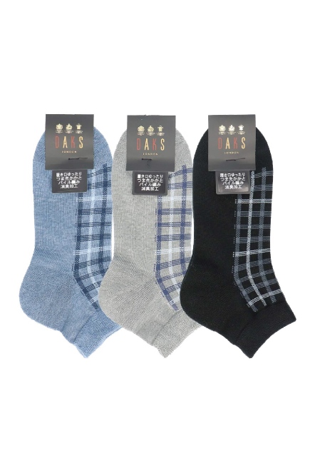 男用格紋刺繡短毛襪(3色)