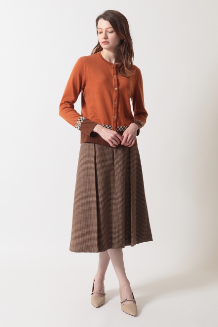 千鳥格俐落長裙