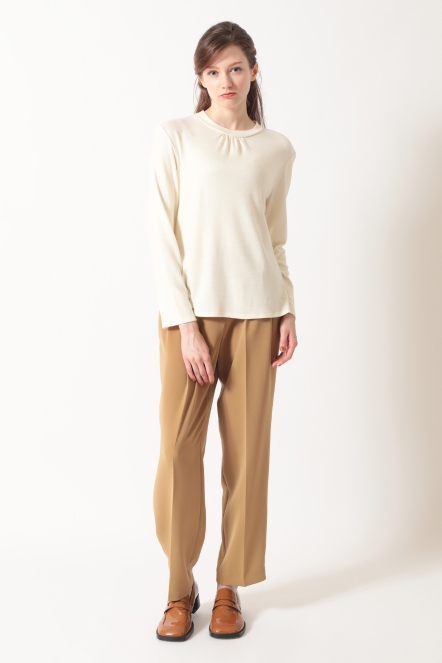 皺褶設計圓領T恤