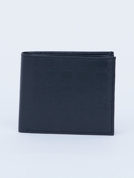 格子壓紋摺疊錢包(黑)
