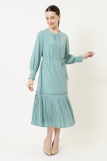 抓皺荷葉邊洋裝