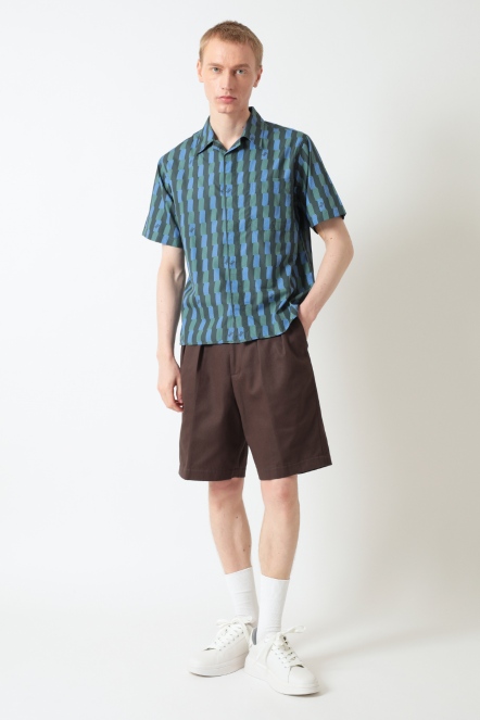 緞帶印花短袖襯衫